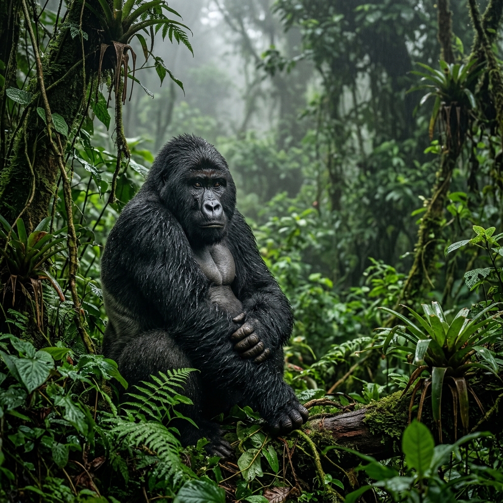 Mountain gorilla encounter